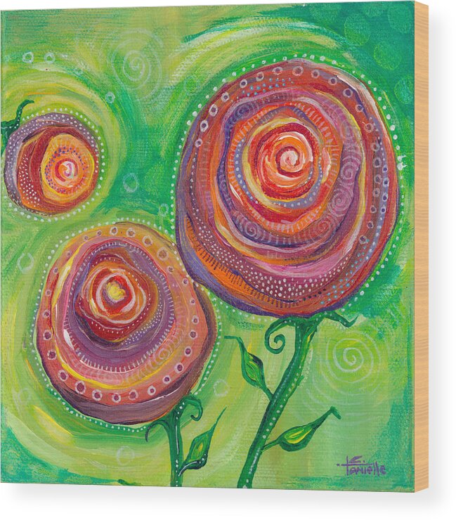 Roses Wood Print featuring the painting These Roses Are Forever by Tanielle Childers