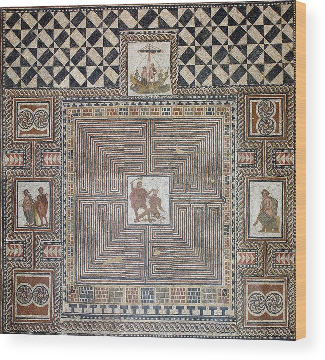 Archeology Wood Print featuring the photograph Theseus Mosaic, 4th Century by Science Source
