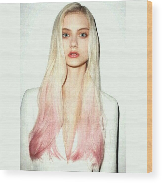 Hair Wood Print featuring the photograph This Blonde Pink Ombre Hair Color Is by Abigaelle Laroux