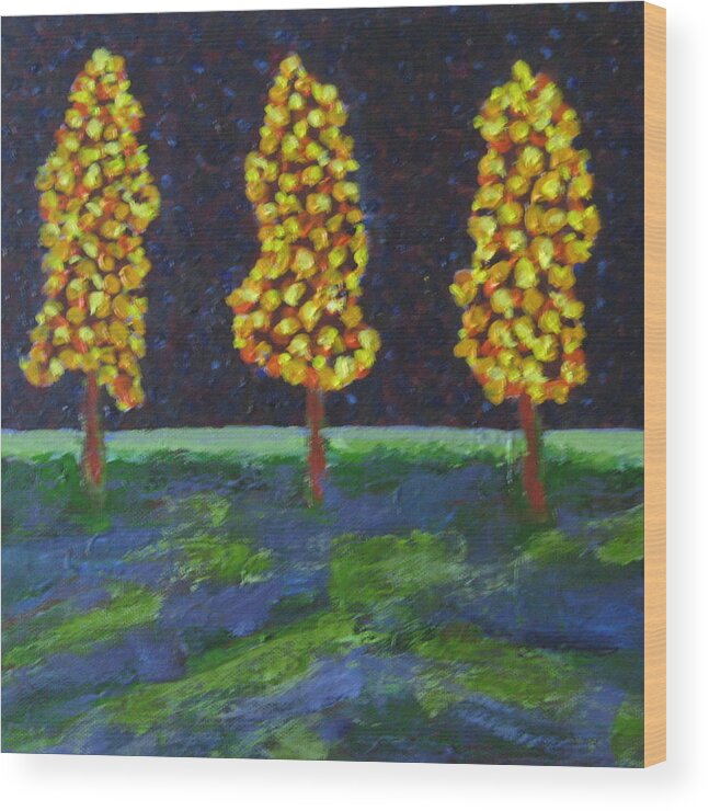 Yellow Wood Print featuring the painting Those Trees I Always See #8 by Edy Ottesen