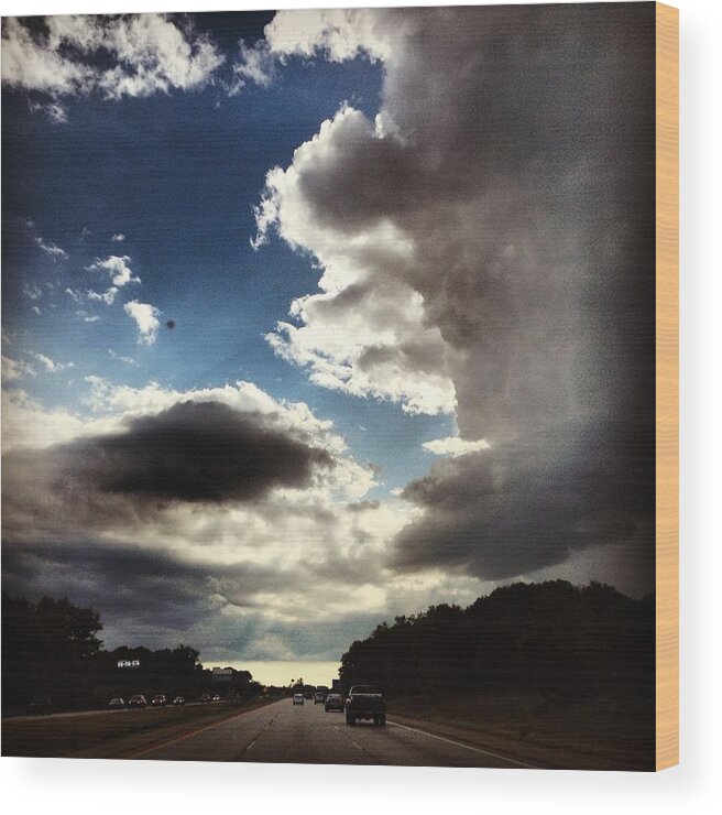 Landscape Wood Print featuring the photograph Thunder Clouds by Christy Beckwith