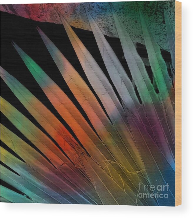 Abstract Wood Print featuring the digital art Tie Dyed by Christine Fournier