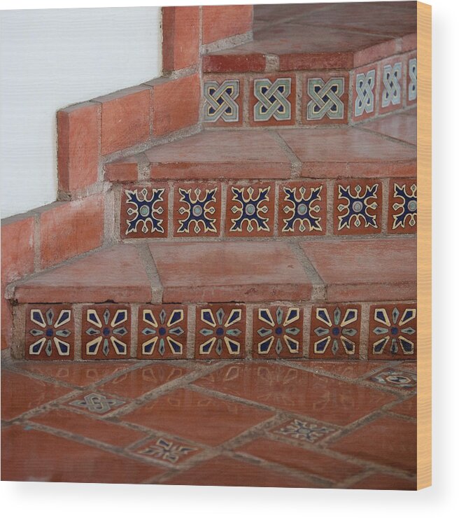 Art Block Collections Wood Print featuring the photograph Tiled Stairway by Art Block Collections