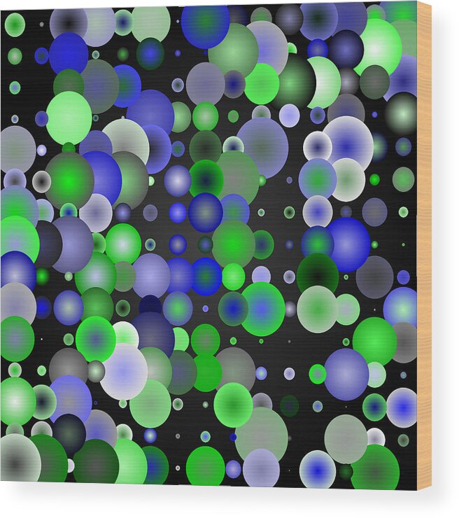 Abstract Digital Algorithm Rithmart Wood Print featuring the digital art Tiles.blue-green.2.1 by Gareth Lewis