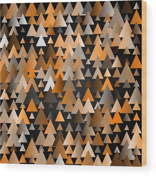 Abstract Digital Algorithm Orange Triangles Rithmart Wood Print featuring the digital art Tiles.orange.2 by Gareth Lewis