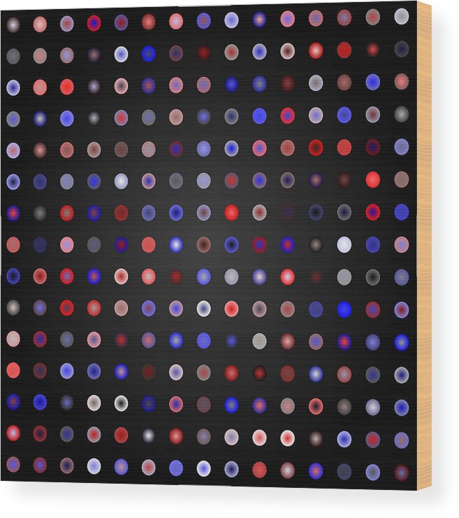 Abstract Digital Algorithm Rithmart Wood Print featuring the digital art Tiles.red-blue.1 by Gareth Lewis