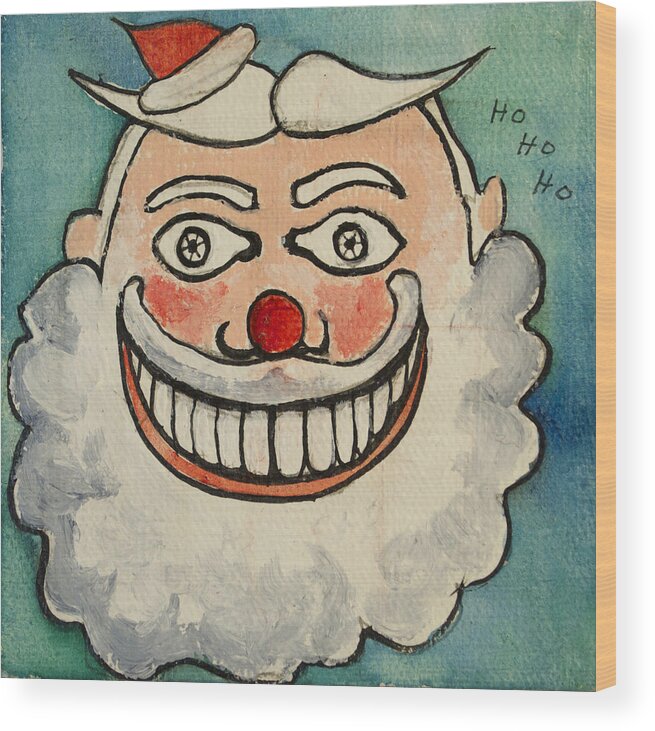 Santa Tillie Wood Print featuring the painting Tillie as the Jolly Santa by Patricia Arroyo