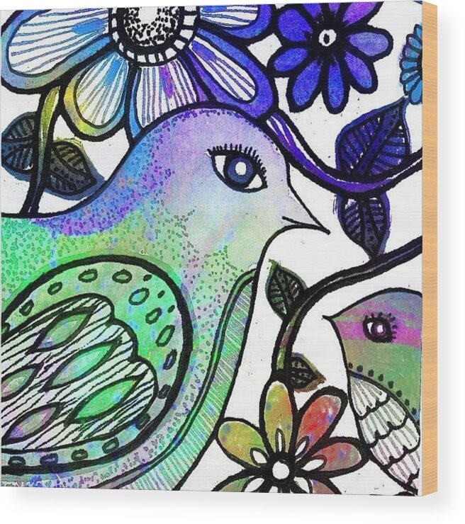 Watercolorpencils Wood Print featuring the photograph Together... An #aceo I Did A While Back by Robin Mead