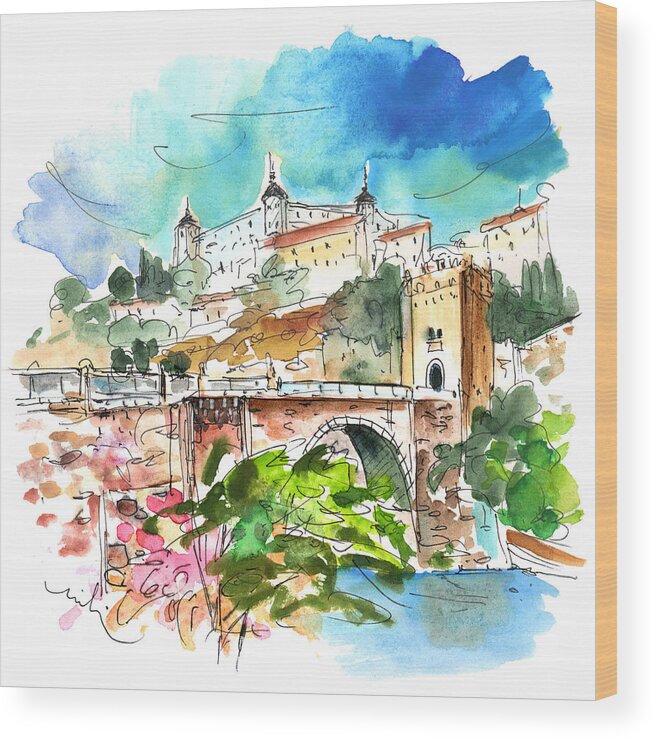 Travel Wood Print featuring the painting Toledo 01 by Miki De Goodaboom