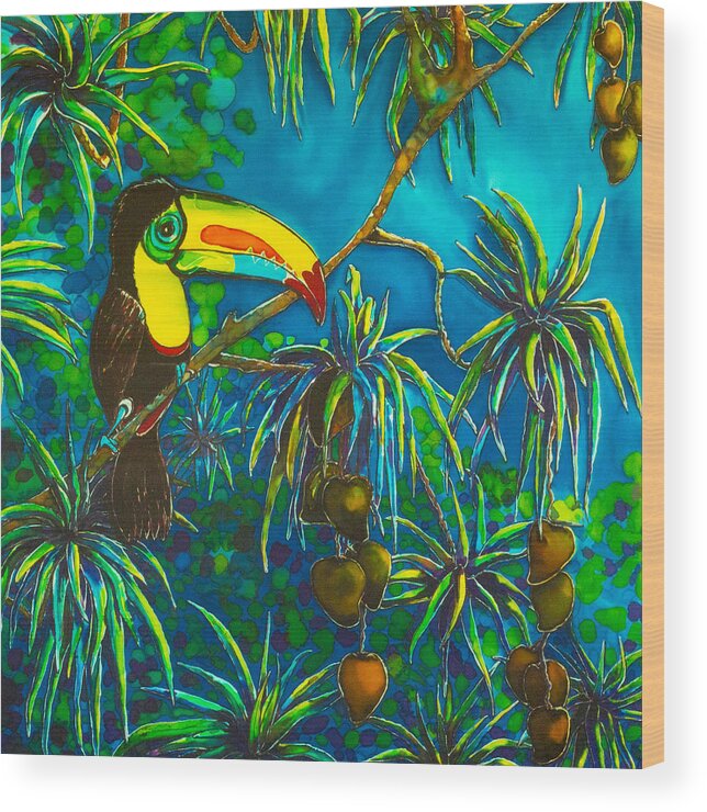 Toucan Wood Print featuring the painting Toucan Tango for Mango Take 2 by Kelly Smith