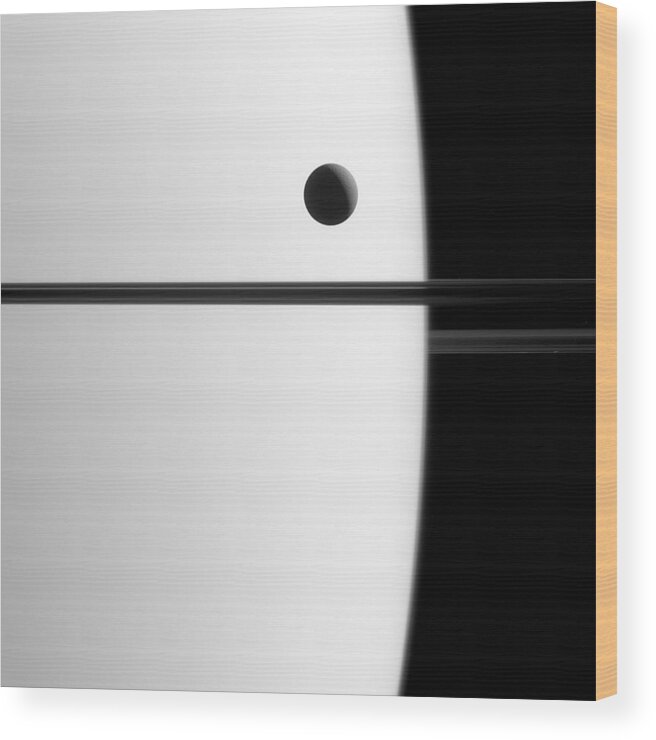 Science Wood Print featuring the photograph Transit Of Saturns Moon, Dione by Science Source
