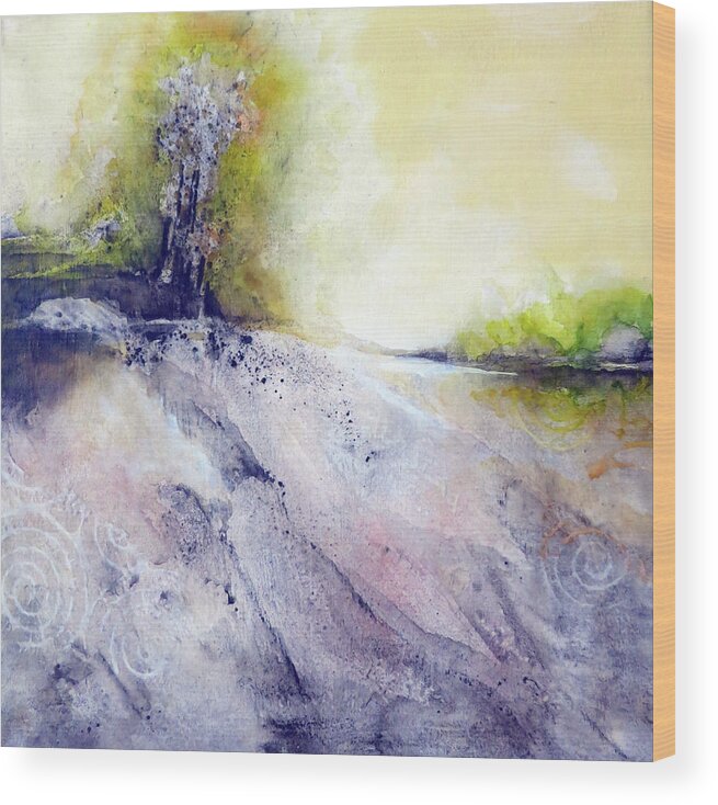 Art Wood Print featuring the painting Tree Growing On Rocky Riverbank by Ikon Ikon Images