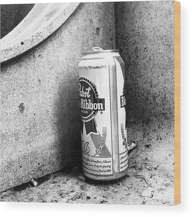 Urban Wood Print featuring the photograph Tripleb. Beer, Butts, Bench. #chicago by Paul Velgos