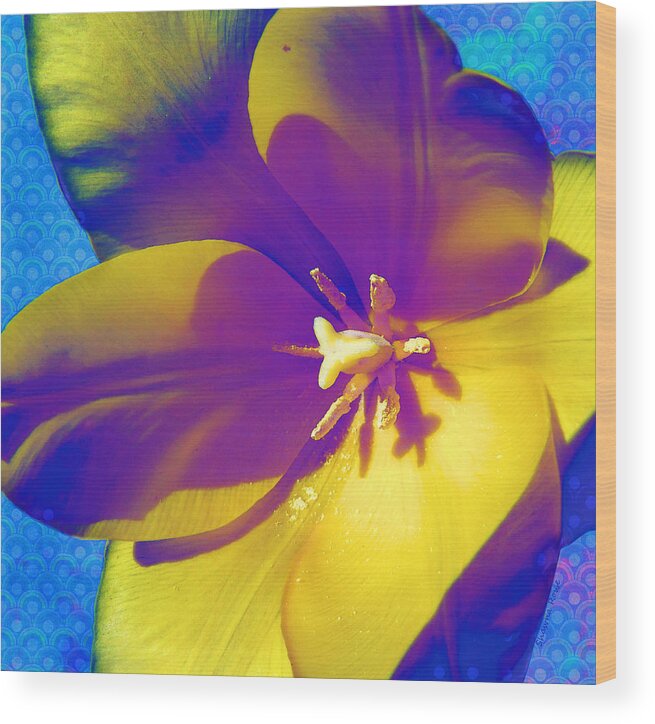 Tulip Wood Print featuring the digital art Trippy Tulip by Shawna Rowe