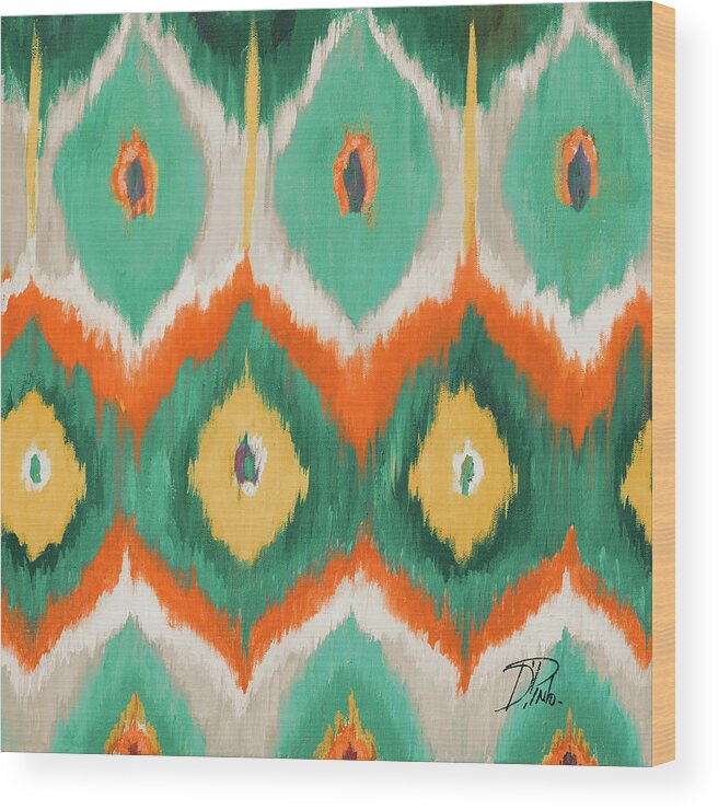 Tropical Wood Print featuring the painting Tropical Ikat II by Patricia Pinto