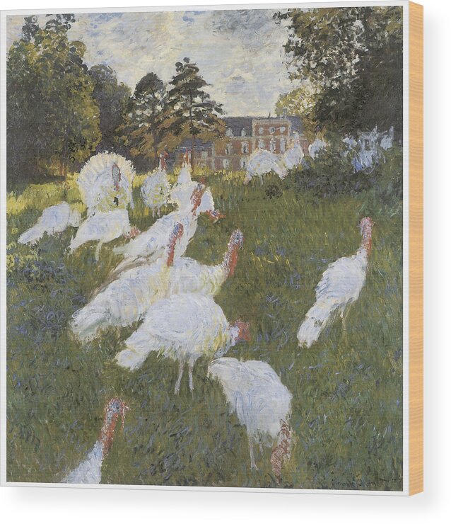 Turkeys Wood Print featuring the painting Turkeys by Claude Monet