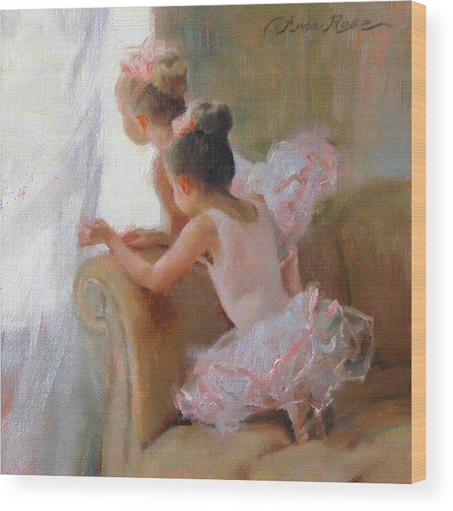 Dancers Wood Print featuring the painting Two Tutus by Anna Rose Bain