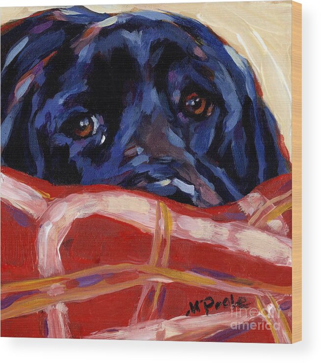 Black Labrador Retriever Wood Print featuring the painting Under Cover by Molly Poole