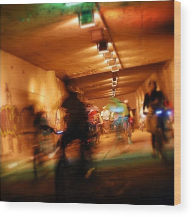 Urban Wood Print featuring the photograph Underground Bikers - Sao Paulo by Carlos Alkmin