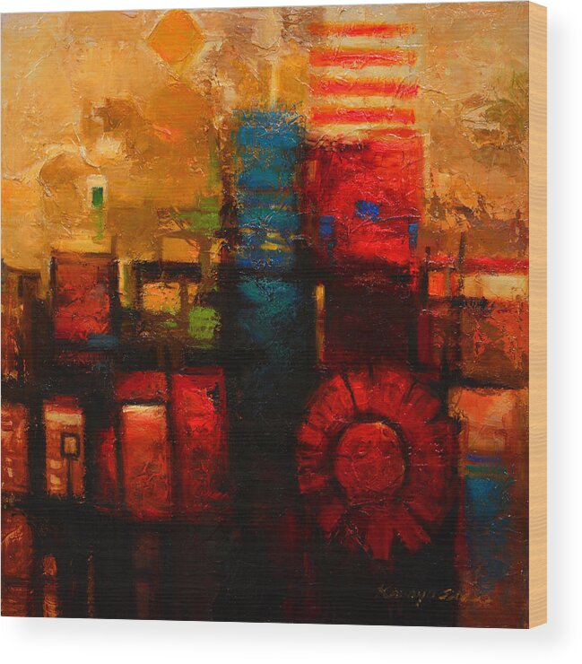 Abstract Art Wood Print featuring the painting Urban Wall by Kanayo Ede