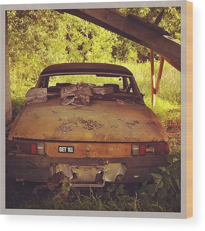 Urbanex Wood Print featuring the photograph #urbanex #rural #nc #abandoned #car by John Baccile