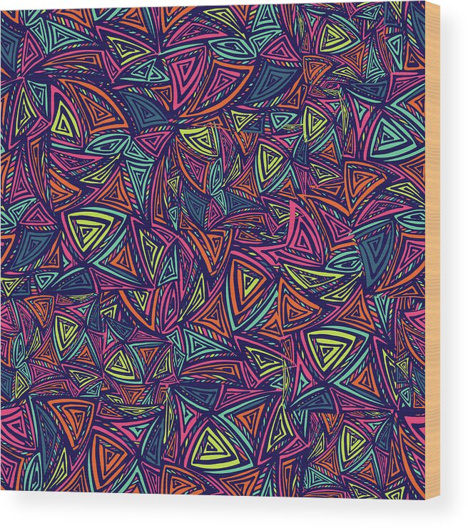 Cool Attitude Wood Print featuring the digital art Vector Colorful Seamless Pattern With by Tatiana kost