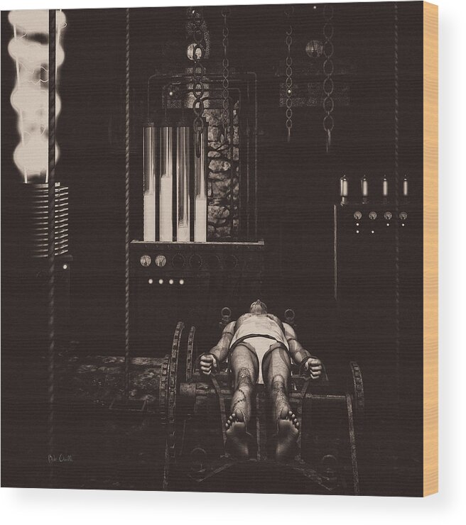 Frankenstein Wood Print featuring the digital art Victor Frankenstein's Lab by Bob Orsillo