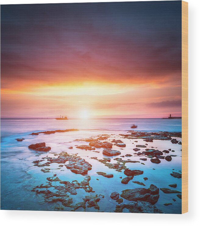 Scenics Wood Print featuring the photograph View From Terrace Mascagni At Sunset by Gehringj