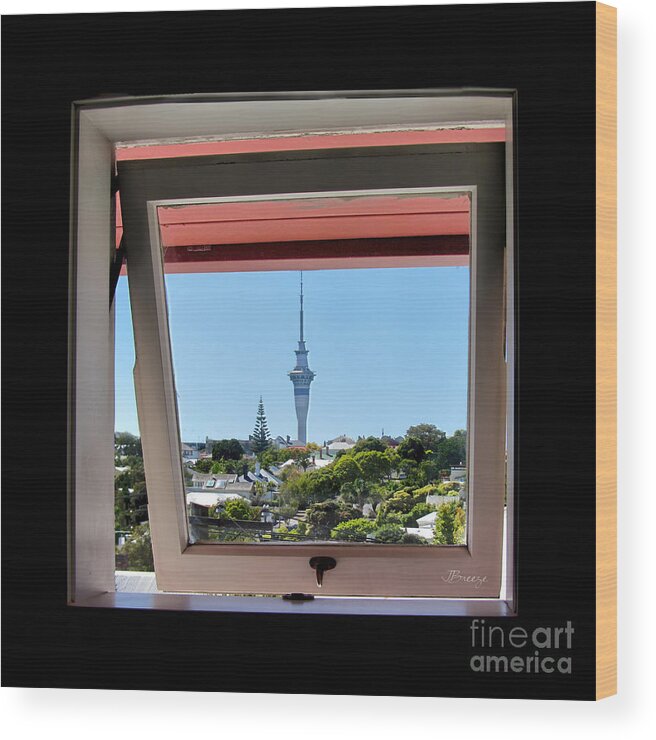 Window Wood Print featuring the photograph Artist's View in Auckland NZ by Jennie Breeze