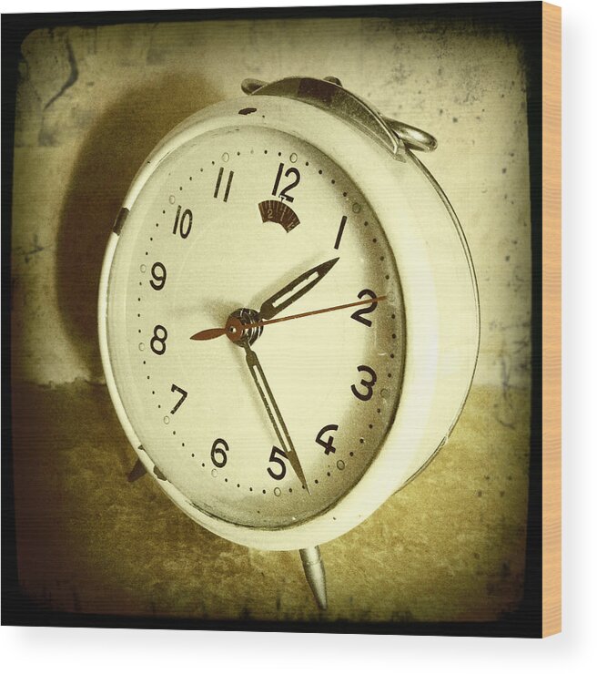 Sepia Wood Print featuring the photograph Vintage clock by Les Cunliffe