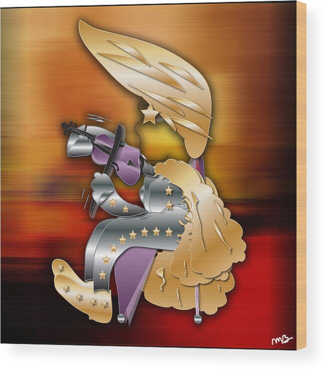 Violin Player Wood Print featuring the digital art Violin Player by Marvin Blaine