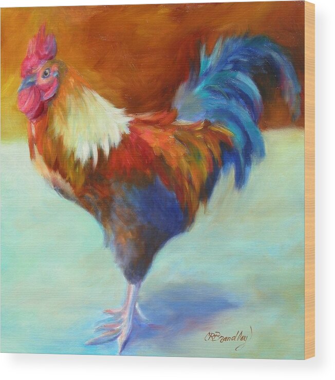 Rooster Wood Print featuring the painting Wake up Call by Chris Brandley