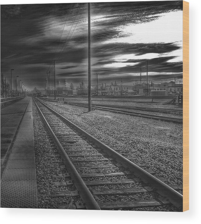 Painterly Photography Wood Print featuring the photograph Walking the Rails by Bill Owen