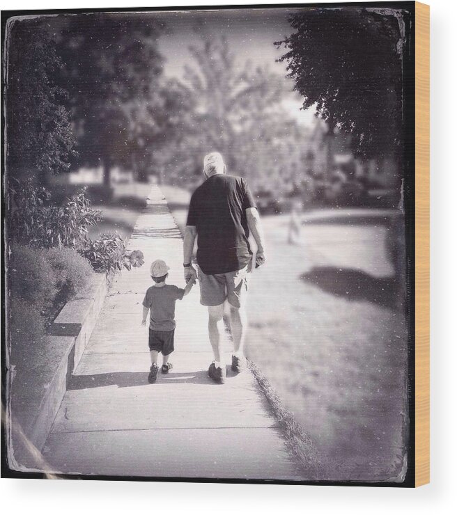 Family Wood Print featuring the photograph Walking with Grandpa by Natasha Marco