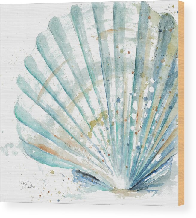 Water Wood Print featuring the painting Water Shell by Patricia Pinto