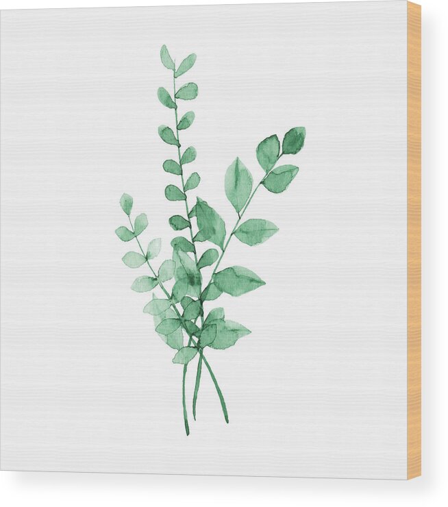 Art Wood Print featuring the drawing Watercolor Green Plants by Saemilee