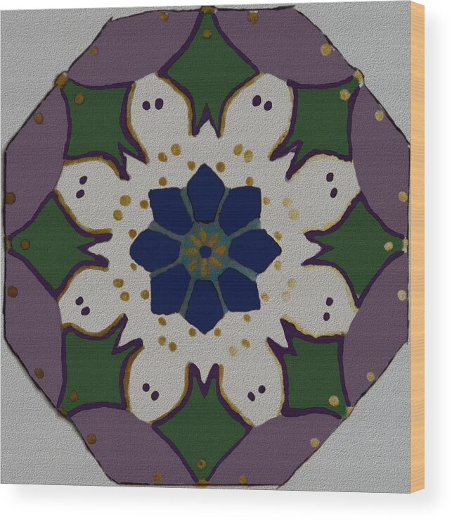 Mandala Wood Print featuring the painting Wealth mandala canvas by Manuela Constantin