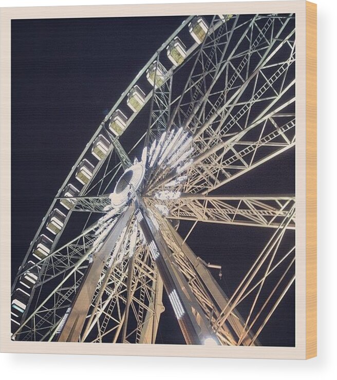 Wheel Wood Print featuring the photograph #wheel #bigwheel #granderoue #paris by Caesar Gergess