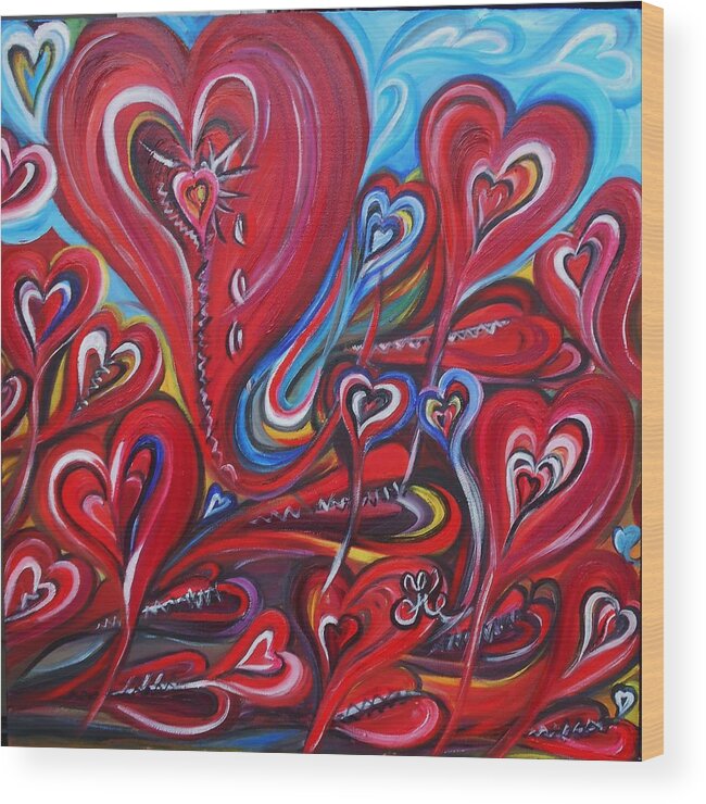Valentine's Day Wood Print featuring the painting Where Broken Hearts Go by Yesi Casanova