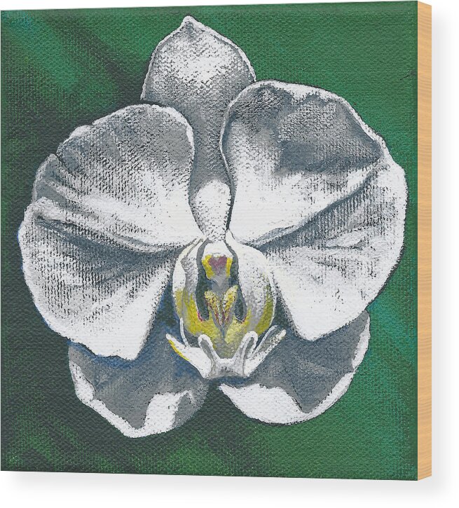 White Orchid Wood Print featuring the painting White Orchid I by Joan Garcia