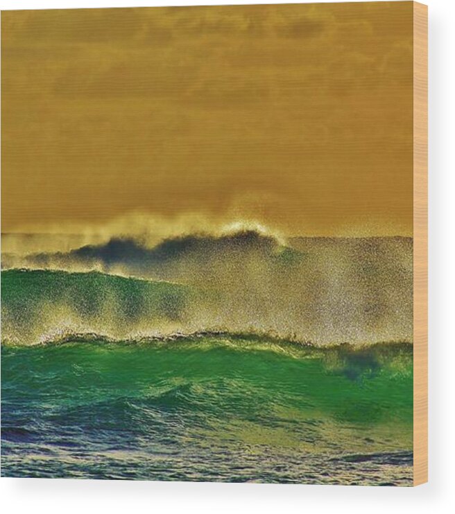 Ocean Waves Wood Print featuring the photograph Wind and Emerald Waves by Craig Wood