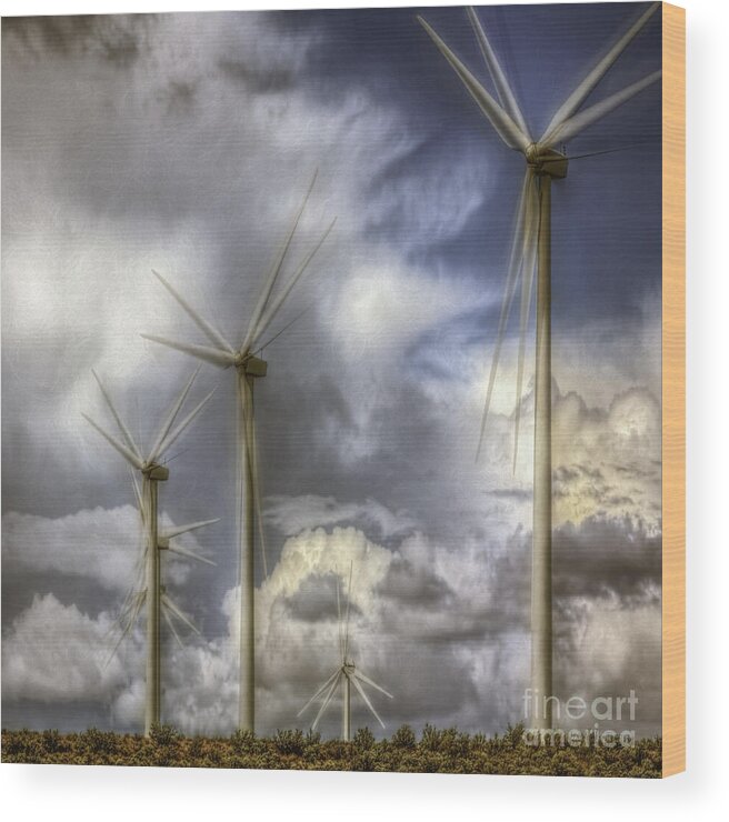 Washington_state Wood Print featuring the digital art Wind Farm by Jean OKeeffe Macro Abundance Art