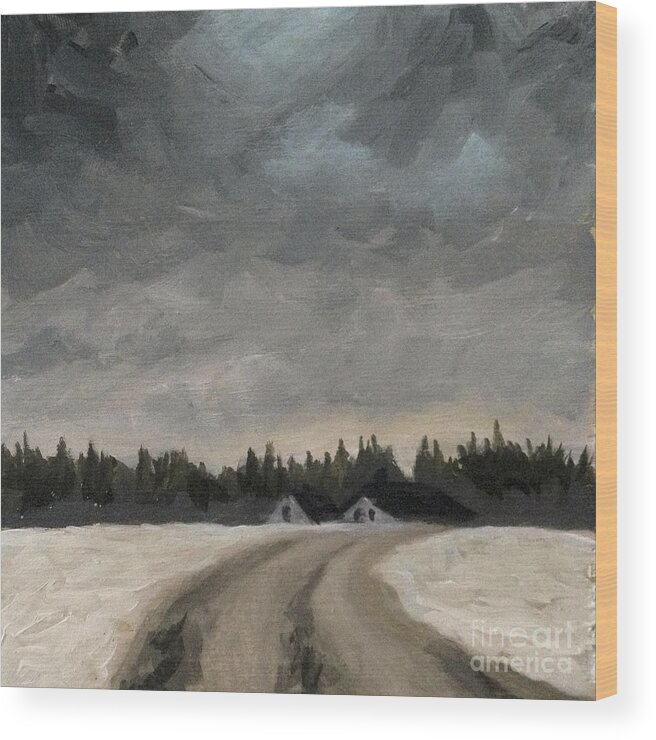 Road Wood Print featuring the painting Winter Road by Ric Nagualero