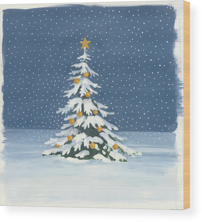 Christma Wood Print featuring the painting Winter Scene Iv by Wild Apple Portfolio