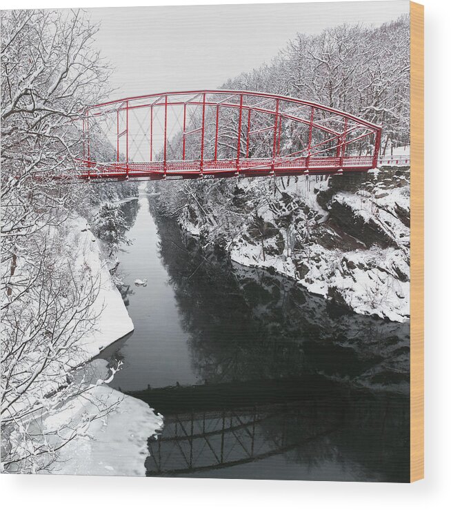 Historic Bridge Wood Print featuring the photograph Winter Solitude Square by Bill Wakeley