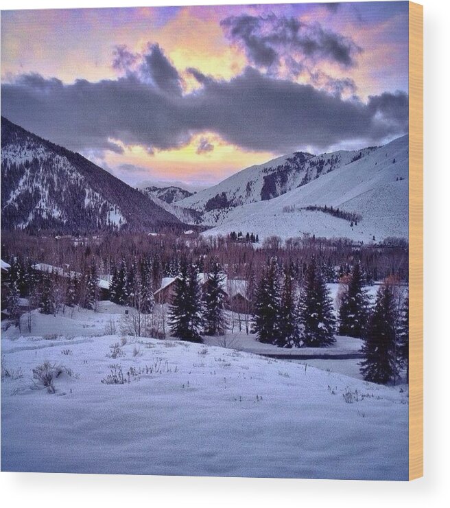 Ketchum Wood Print featuring the photograph #winter #sunsets #ketchum #idaho by Cody Haskell