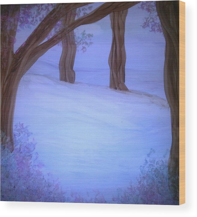 Landscape Wood Print featuring the painting Winter Woods by Kelly Dallas