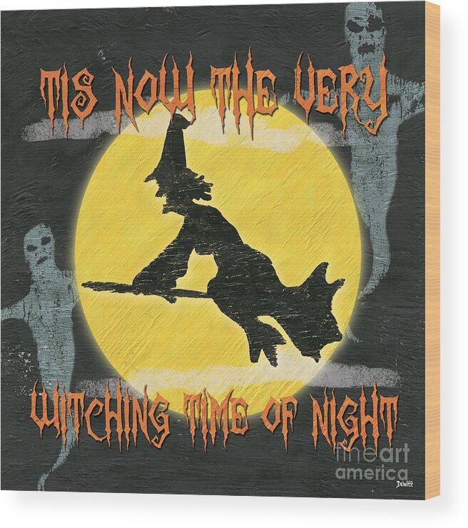 Witches Wood Print featuring the painting Witching Time by Debbie DeWitt