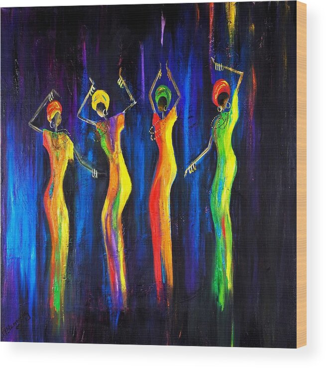 Women Paintings Wood Print featuring the painting Womens Day Celebration In South Africa by Marietjie Henning