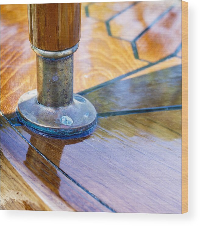 Wood Wood Print featuring the photograph Wooden Boat Flag Staff by Tony Locke